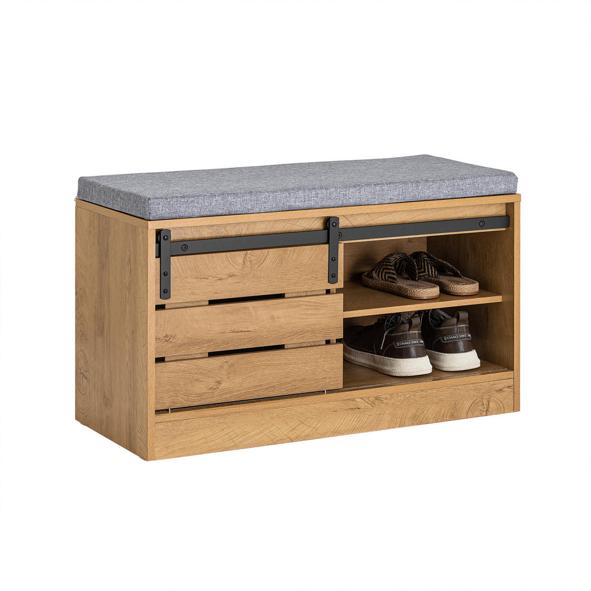 SCHUHBANK Natur - Braun, Holzwerkstoff (80/48/35cm) - SoBuy