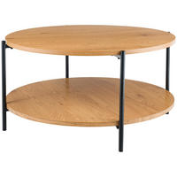 COUCHTISCH rund 80 cm Holz Natura - Eukalyptusholzfarben/Schwarz, Holz/Metall (80/80/40cm) - CLP