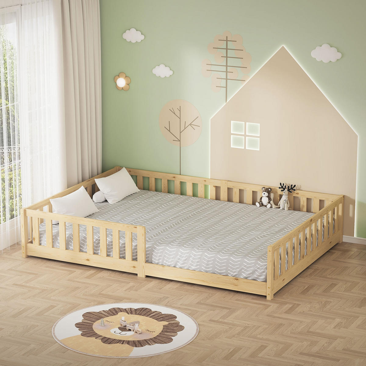 KINDERBETT 140x200 cm Natur aus Kiefernholz - Naturfarben, Holz (200/140cm) - ML-DESIGN