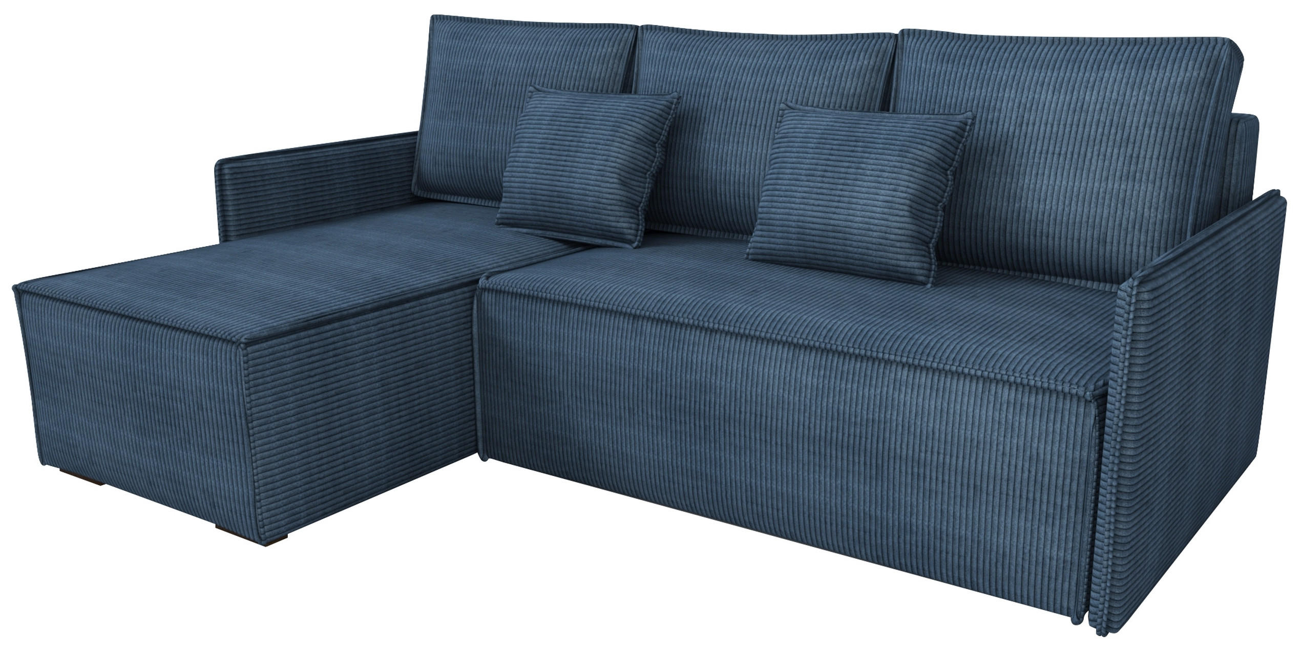 ECKSOFA Atlantic mit Schlaffunktion Blau Cord - Blau, Textil (238/141cm) - Bromarkt