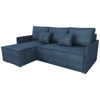 ECKSOFA Atlantic mit Schlaffunktion Blau Cord - Blau, Textil (238/141cm) - Bromarkt
