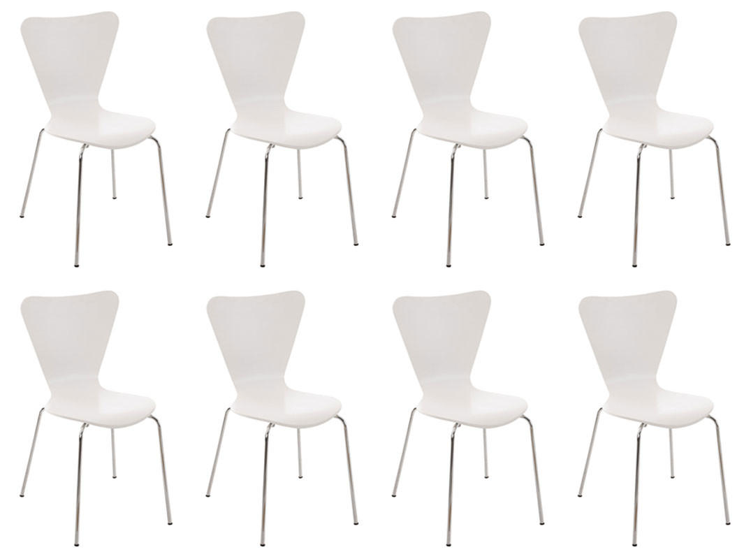 BESUCHERSTUHL 8er Set Holz weiß - Weiß, Holz/Metall (45/85/49cm) - CLP