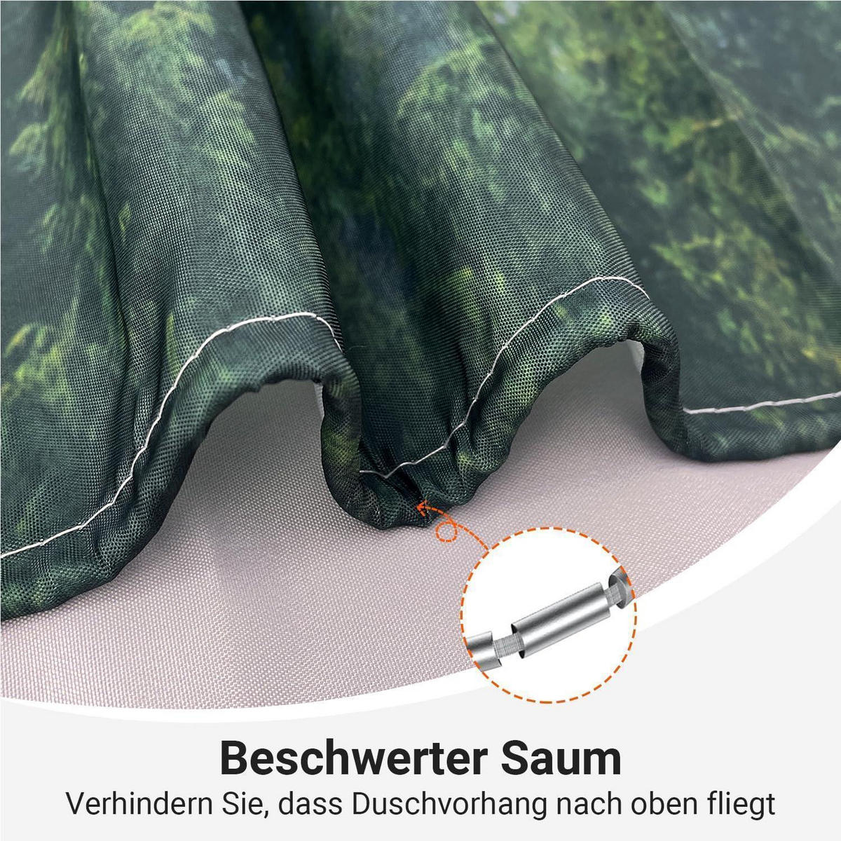 DUSCHVORHANG Nebel Wald 180 x 200 cm Textil Wasserabweisend - Grün, Textil (180/200cm)