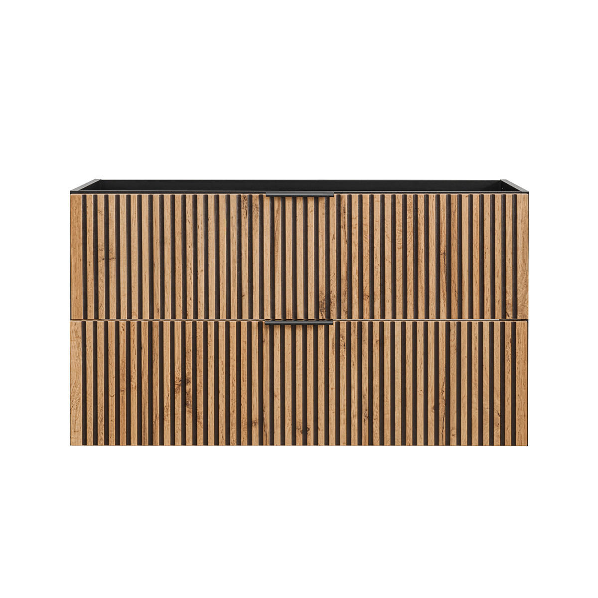 WASCHTISCHUNTERSCHRANK 100.2cm Gaia Holz in Eichenoptik und Schwarz - Schwarz, Holzwerkstoff (100.2/57/46cm) - Petits-meubles