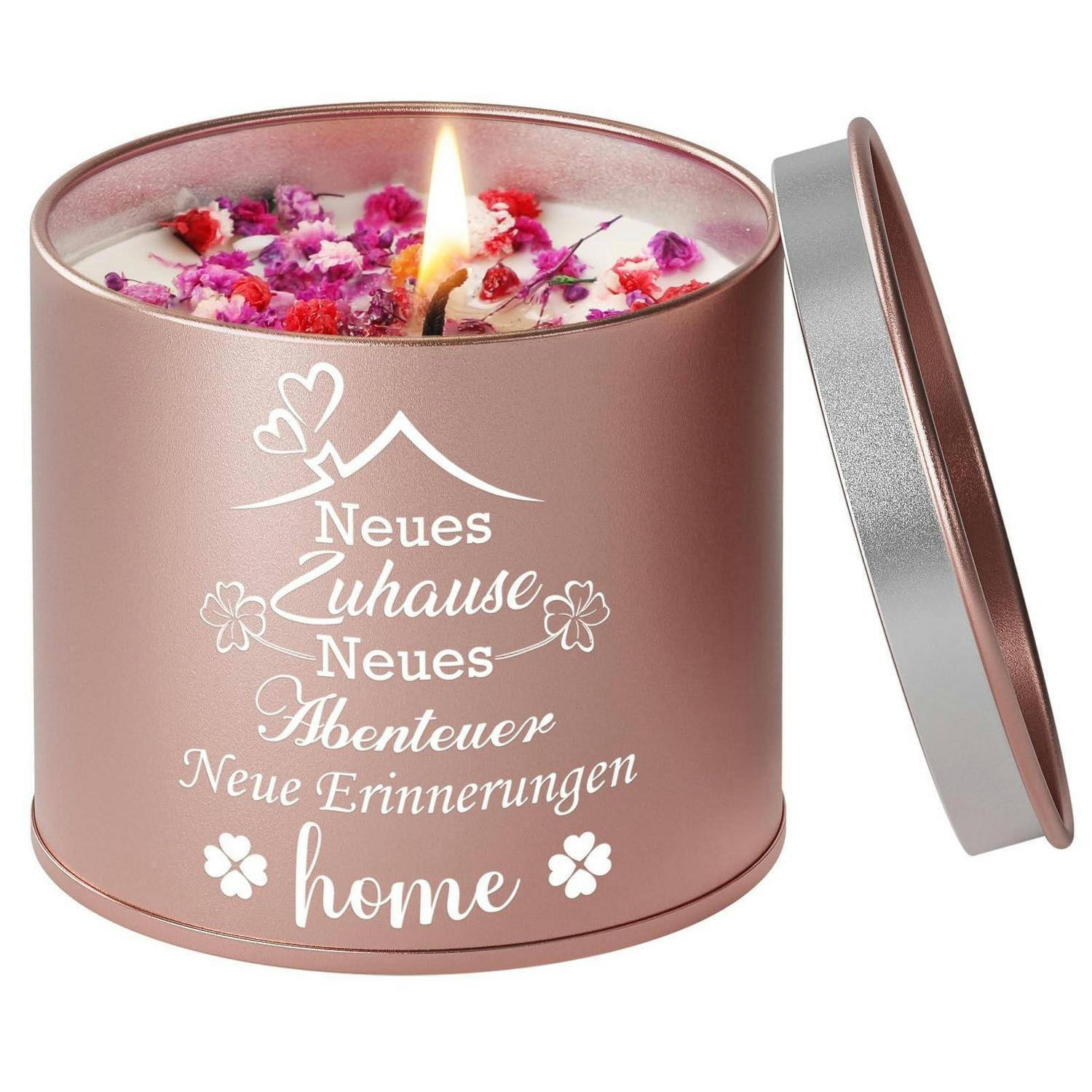 DUFTKERZE im Glas Roségold Blumen-Lavendelduft - Goldfarben, Paraffin (8cm)