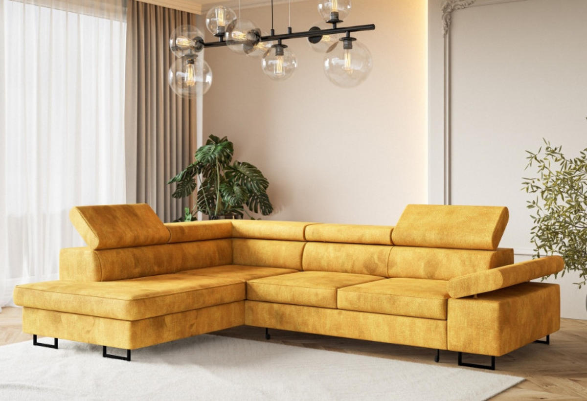 ECKSOFA Senfgelb ALEX Mit Verstellbaren Kopfstützen Linksseitig Stoff Terra - Gelb/Goldfarben, Textil (274/203cm) - Sepro Meble