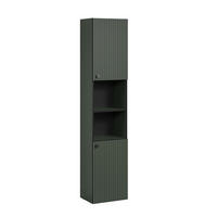 BADEZIMMERSÄULE mit Rillen, 2 Türen und 2 Fächern - purebliss 112/15/44,5 cm - Grün, Holzwerkstoff (40/186/31cm) - Trendteam