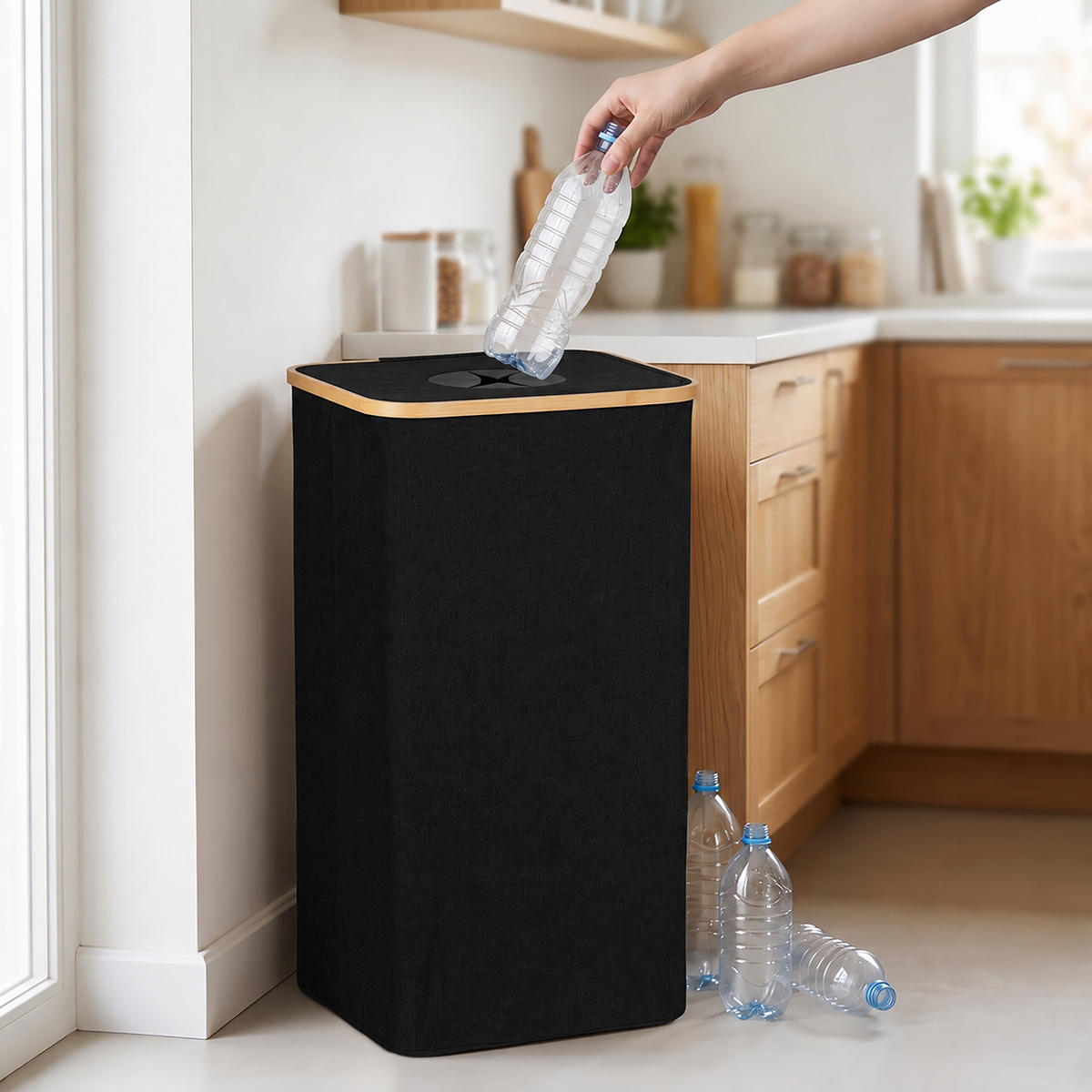 COLECTOR Negru pentru sticle returnabile 100 L - negru, carton ondulat/material textil (40/75/33cm) - Relaxdays