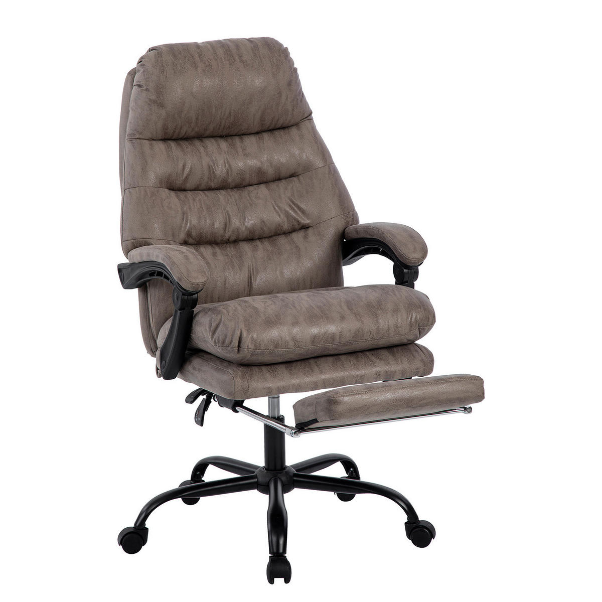 BÜRODREHSTUHL - Antiklederlook - Microfaser / Stahl - Grau, Kunststoff/Metall (64/122/72cm) - home24