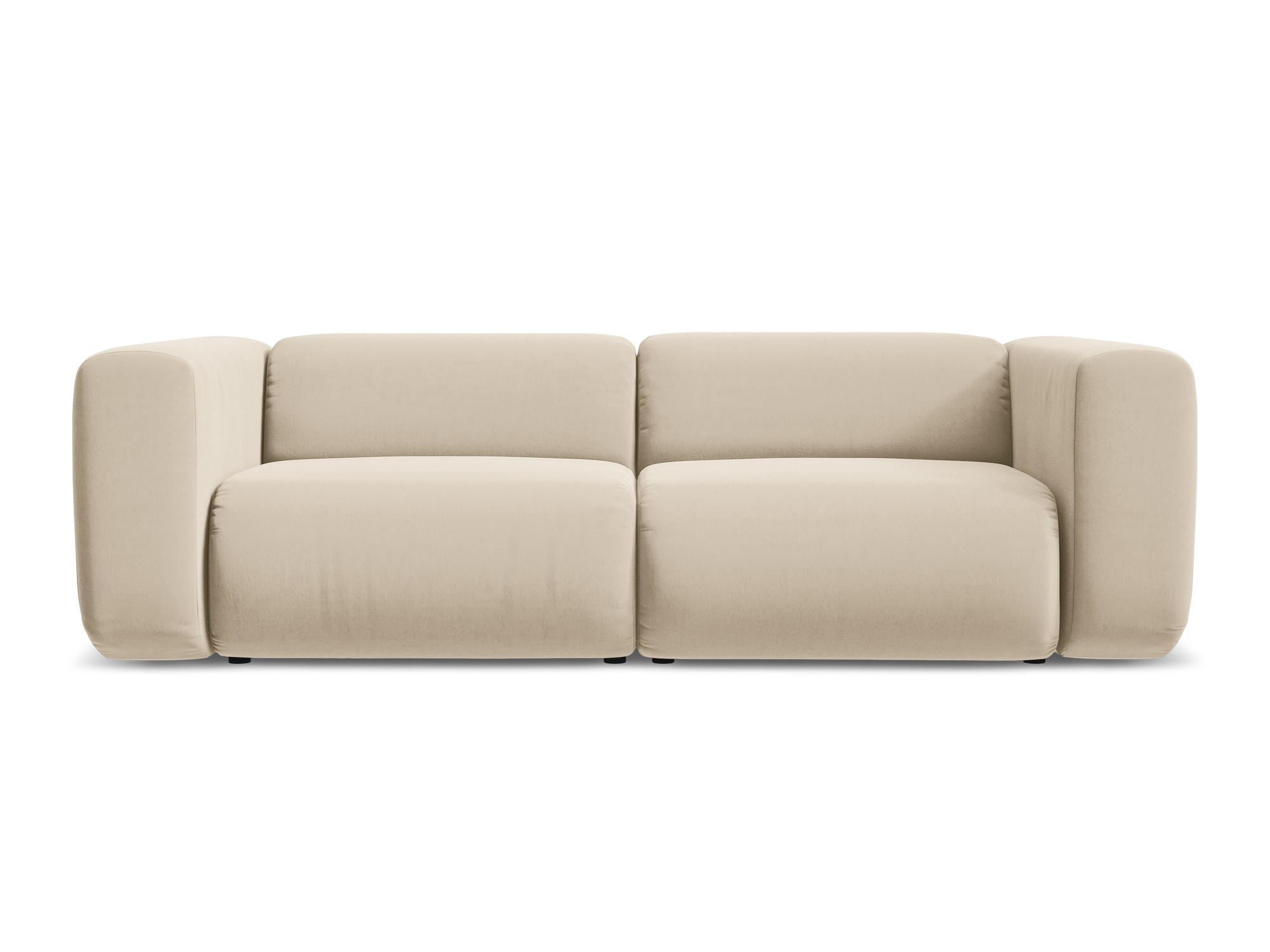 3-SITZER SOFA Samt Stoff Beige - Beige/Creme, Kunststoff/Textil (228/70/89cm) - Makamii