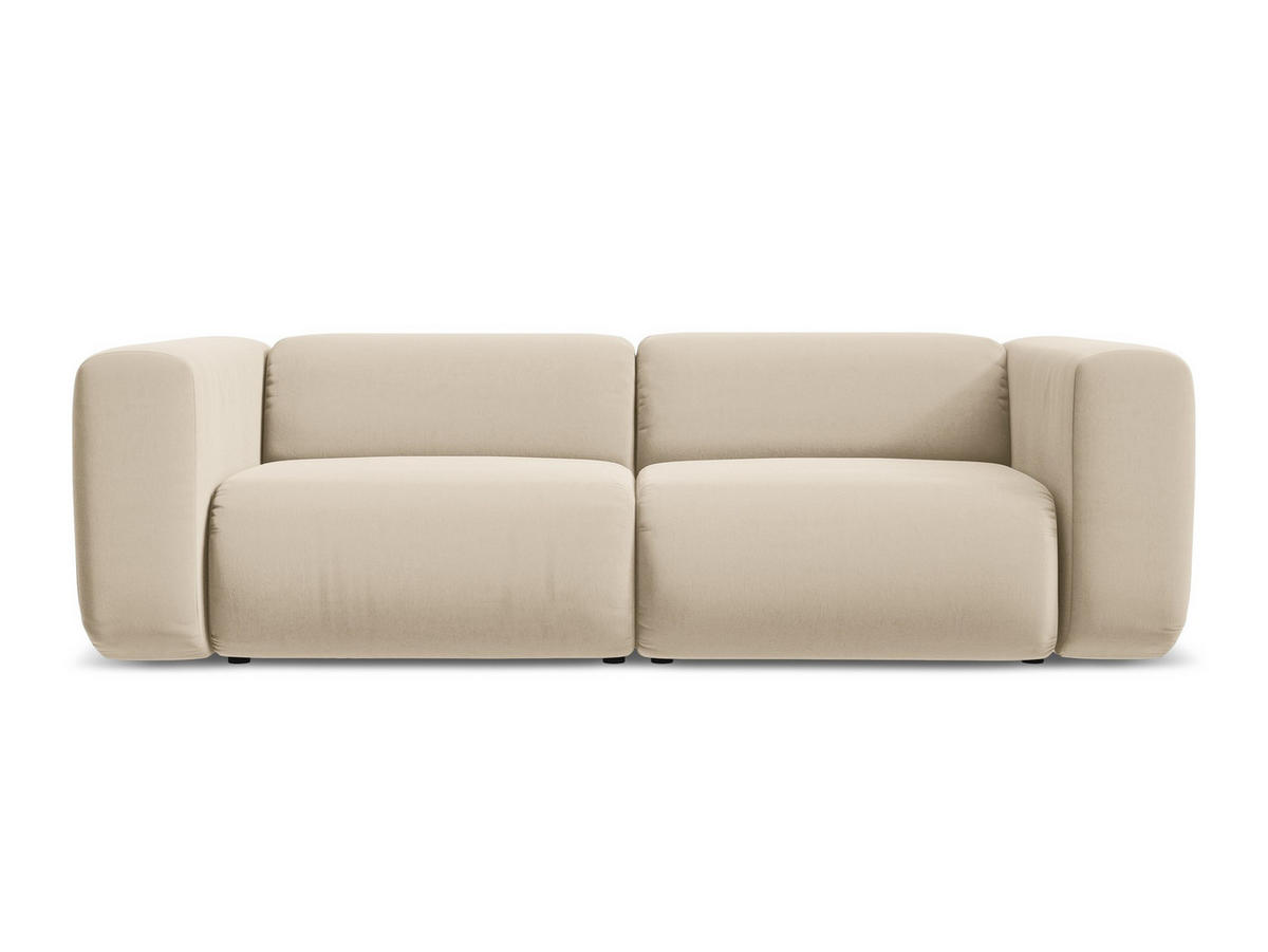 3-SITZER SOFA Samt Stoff Beige - Beige/Creme, Kunststoff/Textil (228/70/89cm) - Makamii