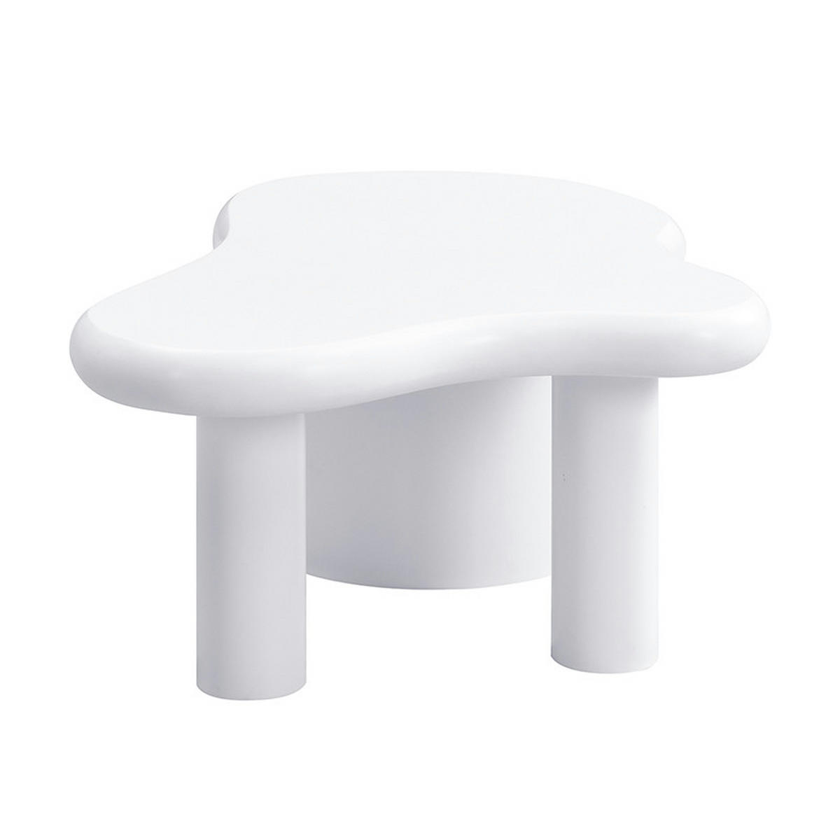 COUCHTISCH 100/60/45 cm weiß mit unregelmäßiger Form 2 Schubladen - Weiß, Holzwerkstoff (97/64/42cm) - OKWISH