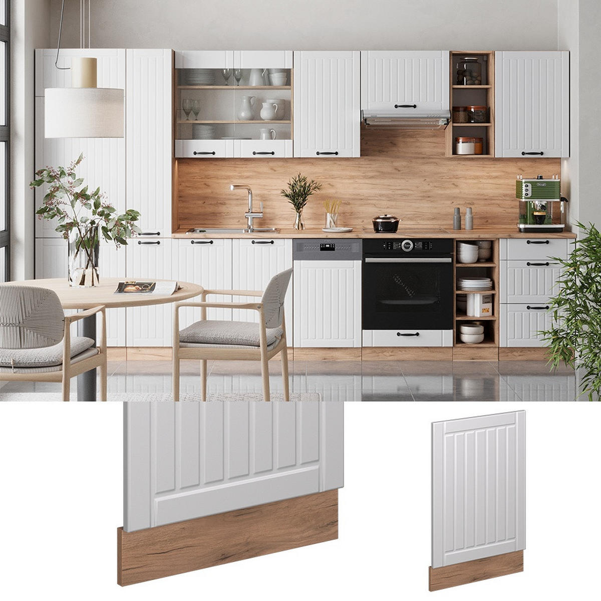 FRONTBLENDE Fame-Line Weiß Landhaus 45 cm ohne Arbeitsplatte - Honigeiche/Weiß, Holzwerkstoff (45/67.4/1.6cm) - Vicco