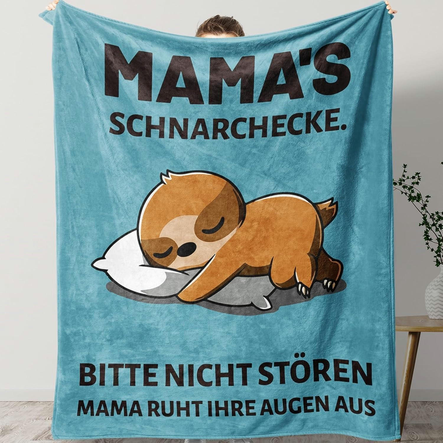 KUSCHELDECKE Mama Geschenk Blau - Blau, Textil (127/152.4cm)