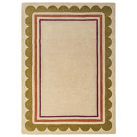 TEPPICH aus Wolle, handgetuftet, WENSUM, in Beige-Multicolor, Scallop-Bordüre, 160 x 230 cm - Beige, Textil (160/230cm) - KADIMA DESIGN