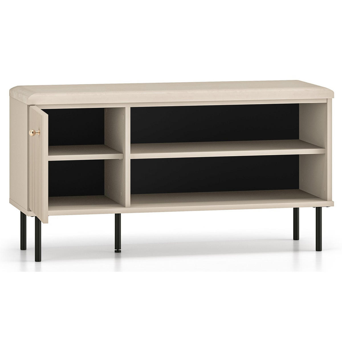 SCHUHSCHRANK Caletto Beige 102 cm - Beige/Goldfarben, Holzwerkstoff/Metall (102/55/34cm) - Selsey