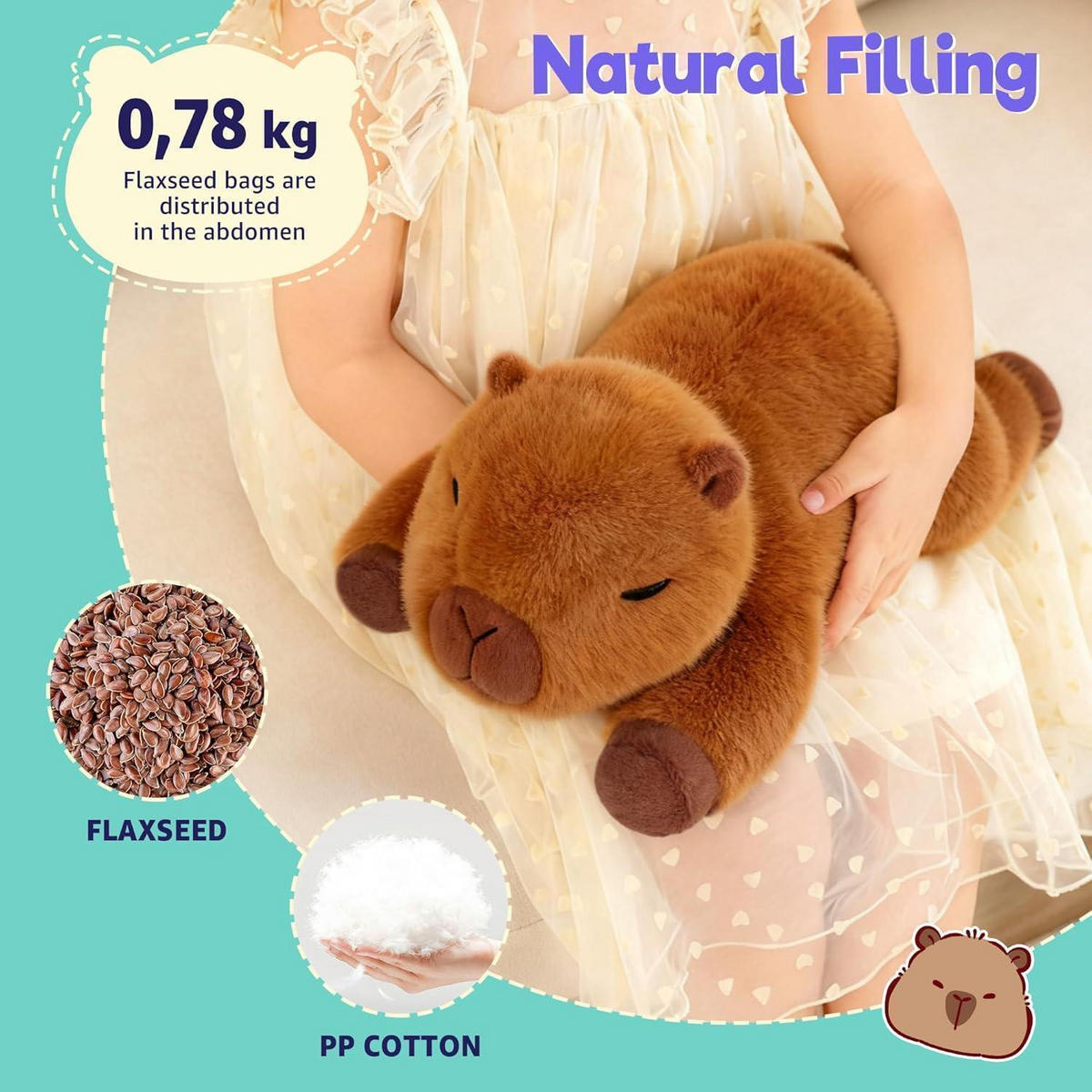 WÄRMEKISSEN Stofftier Capybara 35cm - Braun, Textil (20/40cm)