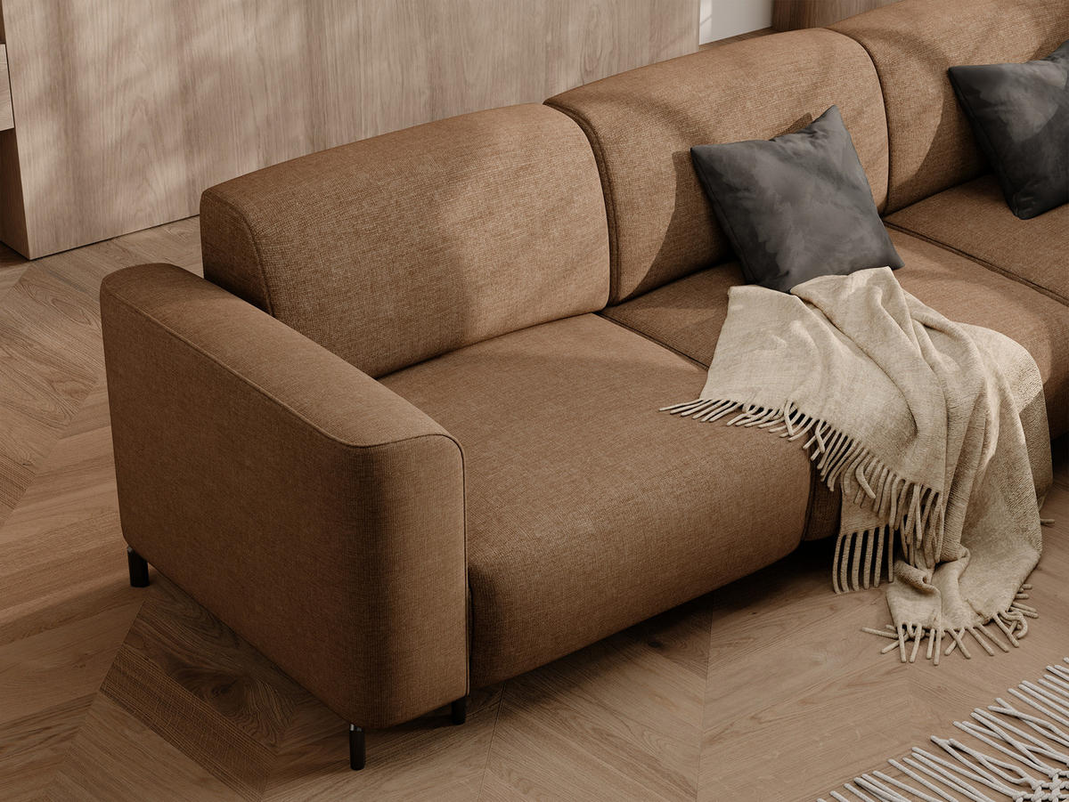 ECKSOFA TORIN Chenille-Stoff in Braun - Braun, Holzwerkstoff/Kunststoff (277/218cm) - Idohome