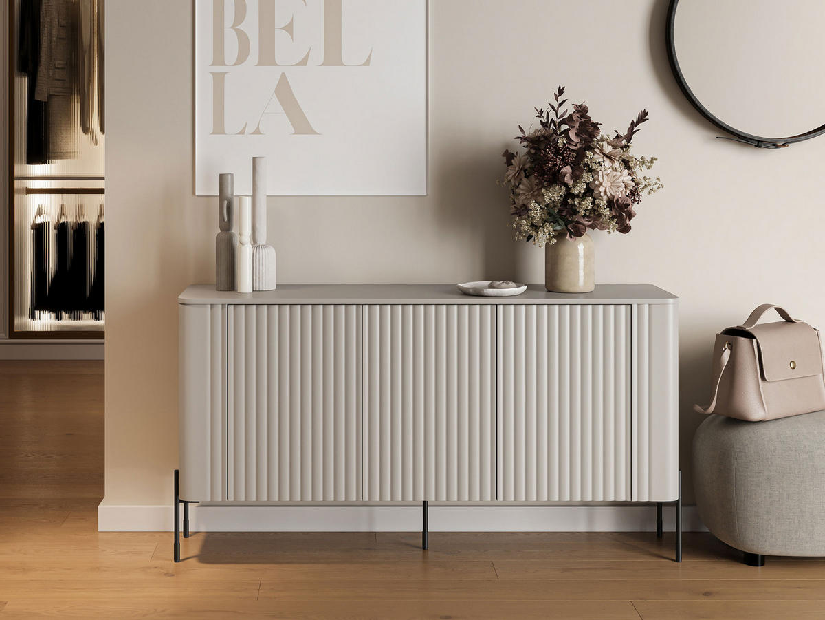 SIDEBOARD Vera 150 - Kaschmir/Schwarz, Holzwerkstoff/Metall (150/80/40cm) - MIRJAN24