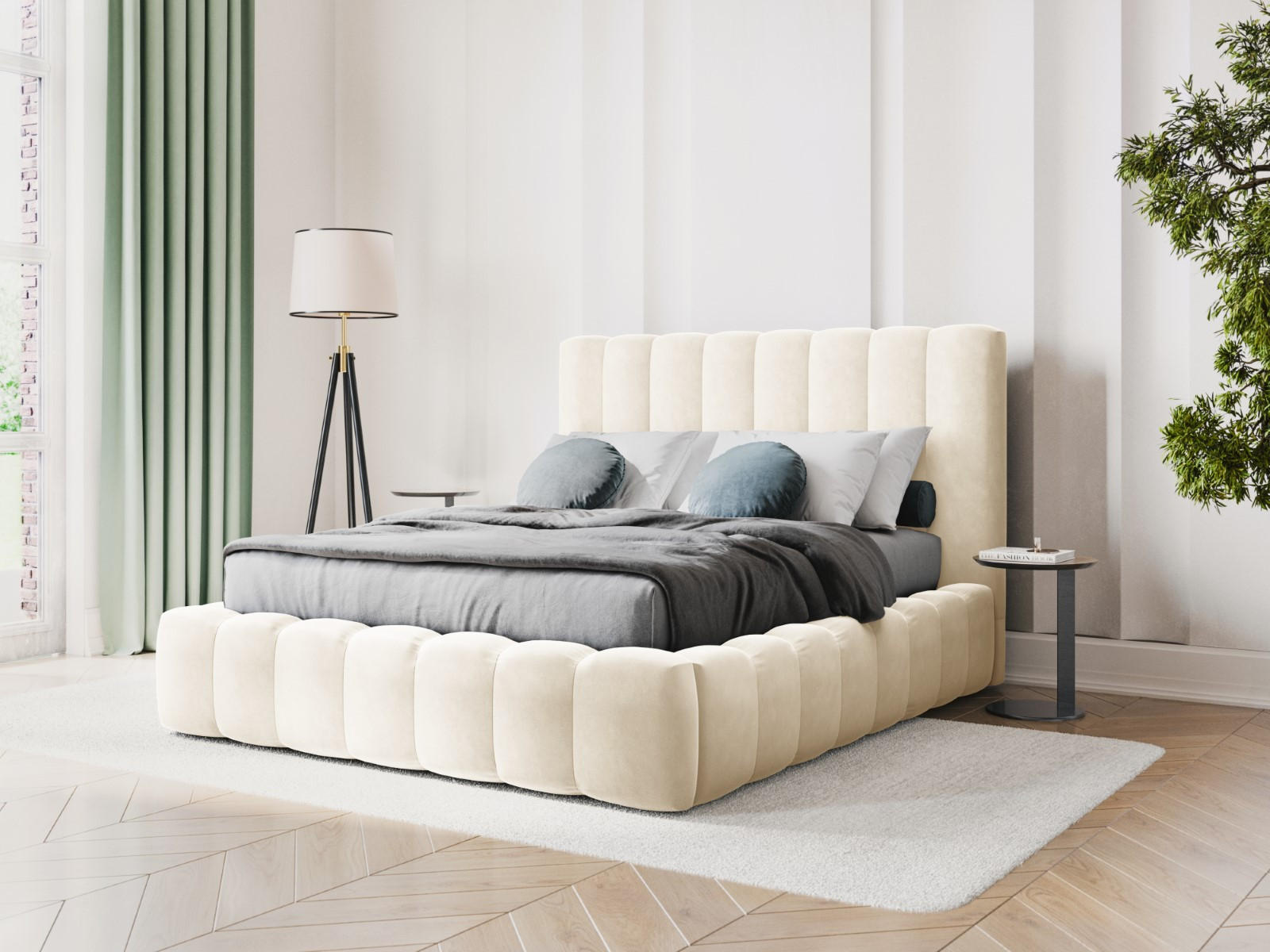 Thumbnail - Micadoni Bett, Beige, Textil, 140x200 cm, Hergestellt in Europa, Oeko-Tex®, Schlafzimmer, Betten, Polsterbetten