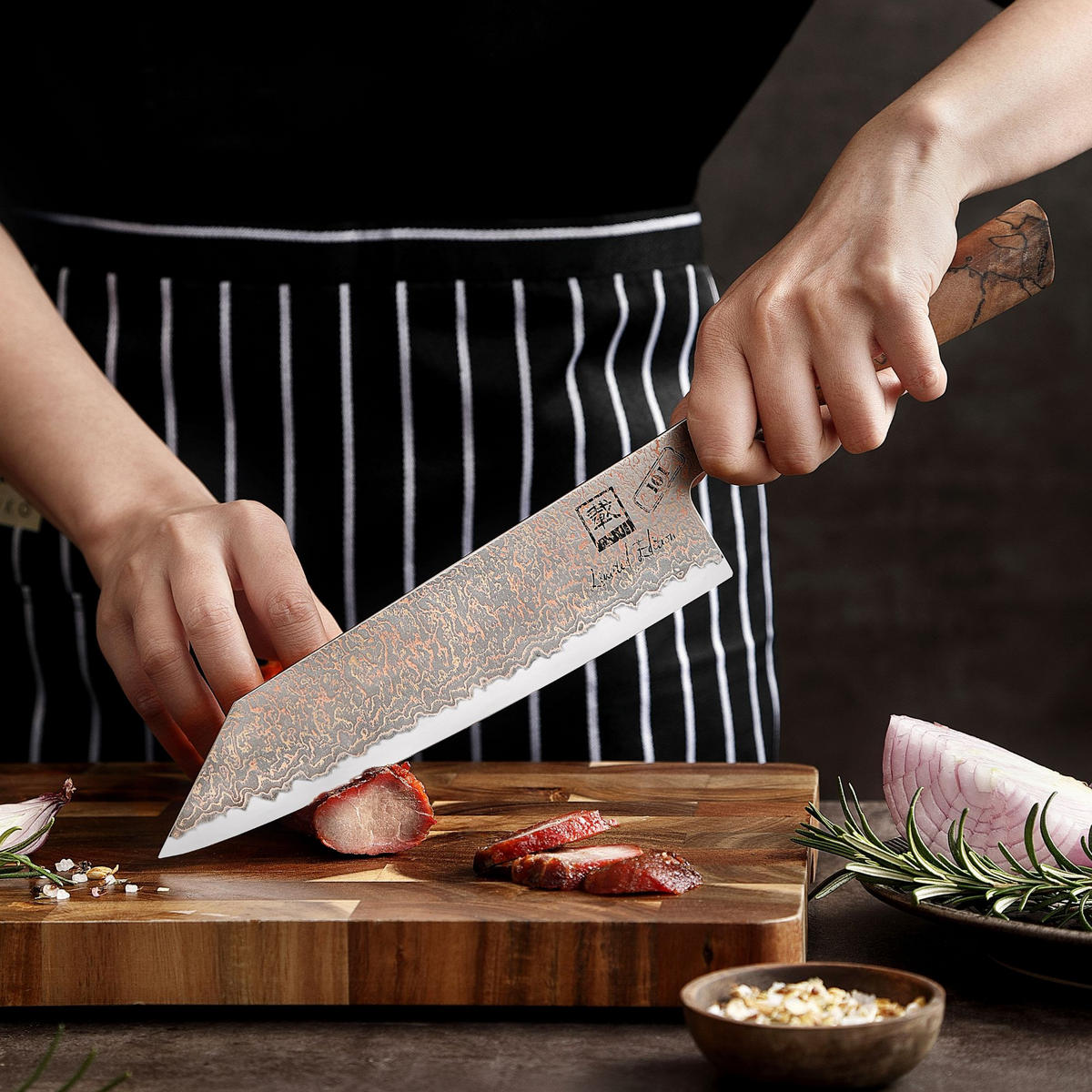 KIRITSUKE Damastmesser Kupfer Limited Edition - Braun, Metall (34cm) - Zayiko