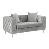CHESTERFIELD-SOFA 2-Sitzer - Samt - Hellgrau - EDWINA - Hellgrau, Textil (91/76/162cm) - Vente-Unique