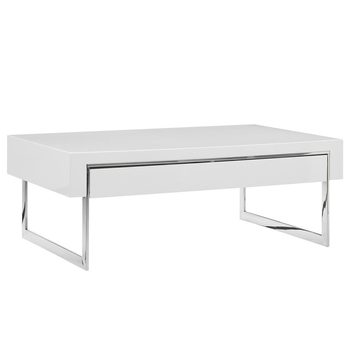 COUCHTISCH - Weiß Hochglanz, Holzwerkstoff/Metall (70/110/40cm) - home24