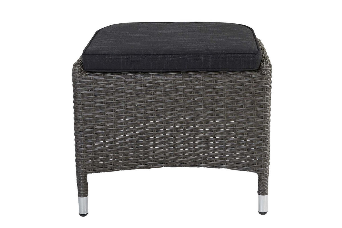 GARTENHOCKER Kansas 57x50x42 cm, Polyrattan, Grau-Mix - Grau, Kunststoff (50/42/57cm) - dasmöbelwerk