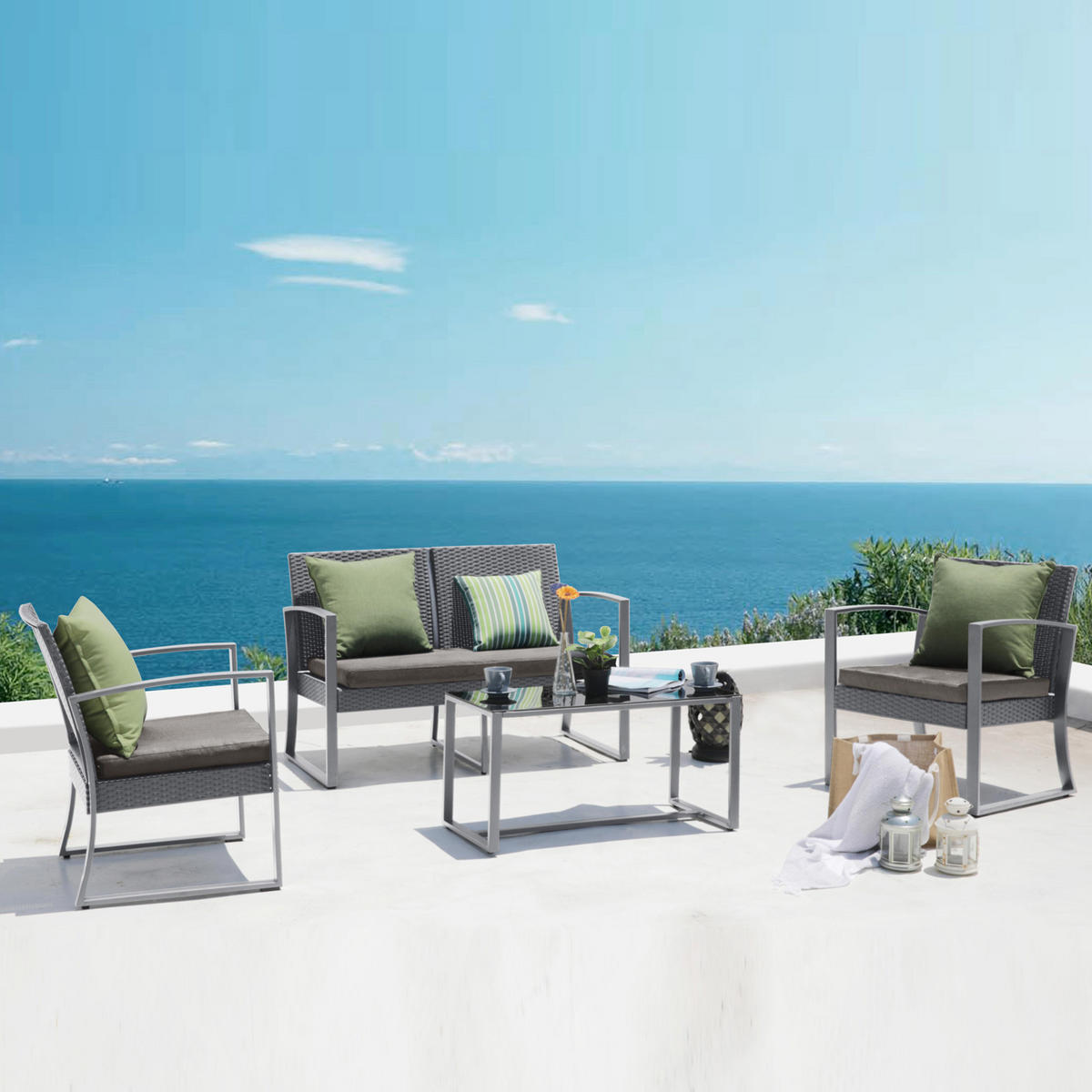 GARTENSET Lois XL Grau/Grau - Grau, Kunststoff - SVITA