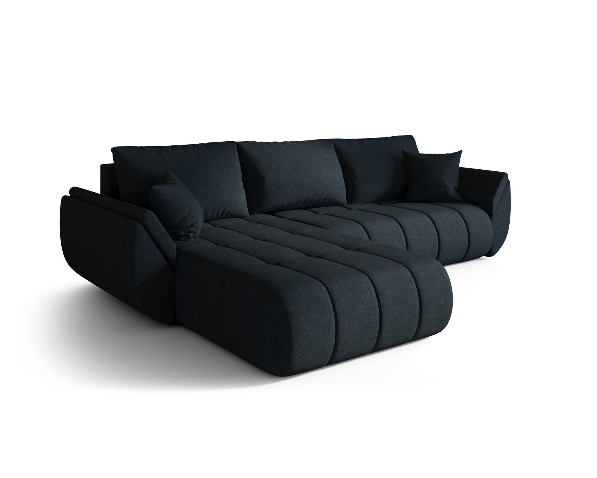 ECKSOFA Misato In Wind - Dunkelblau, Holzwerkstoff/Textil (175/280cm) - Fun Möbel