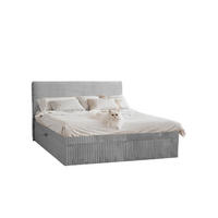 BOXBETT Bettkasten Und Topper TRENTO Ohne Bein Stoff Plüsch Cord 120x200 cm Grau H3-Bonell - Grau, Holz/Textil (120/200cm) - Kaiser Möbel
