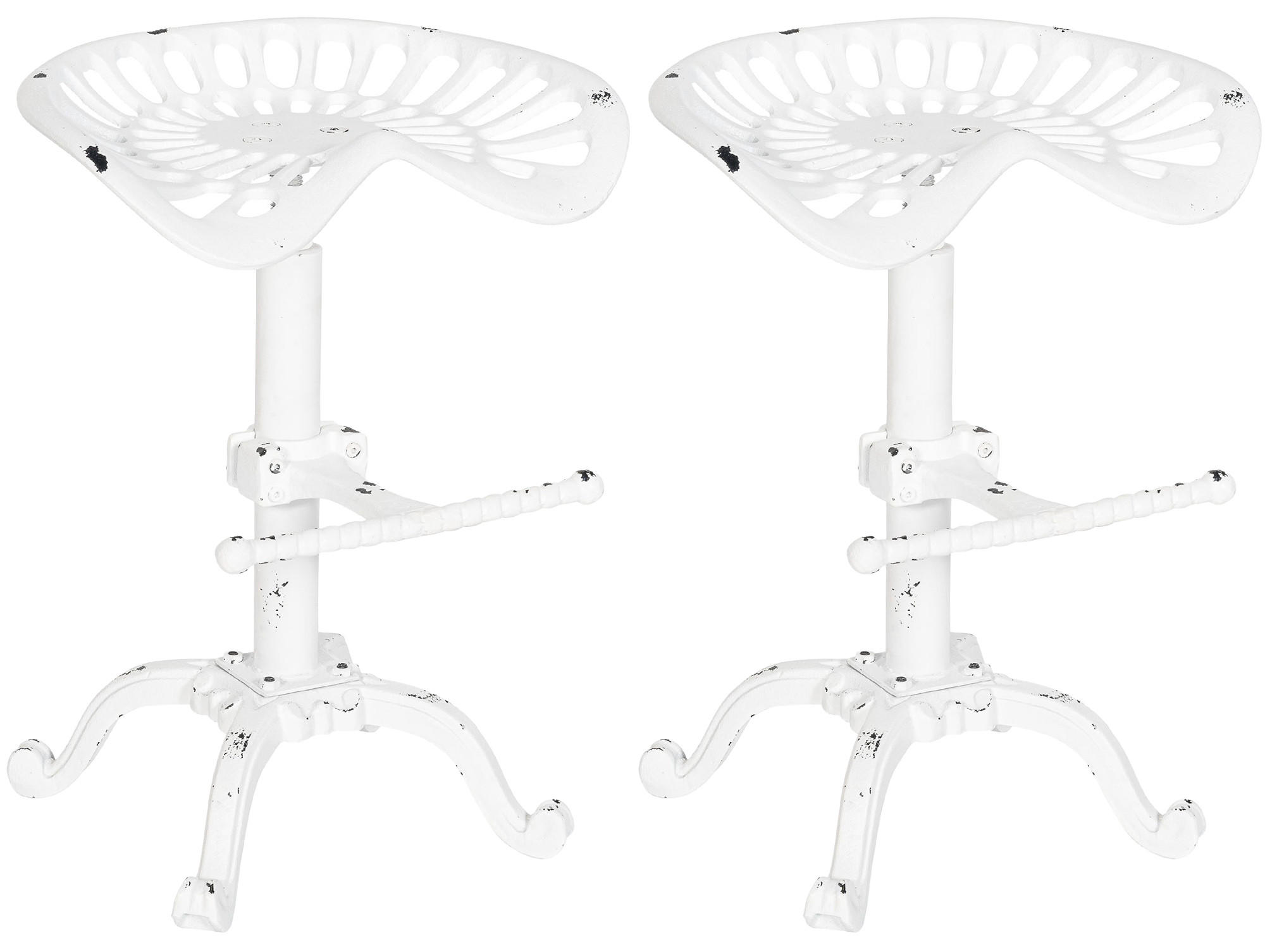 BARHOCKER 2er Set Metall Antik Weiß - Weiß, Metall (44/56/34cm) - CLP