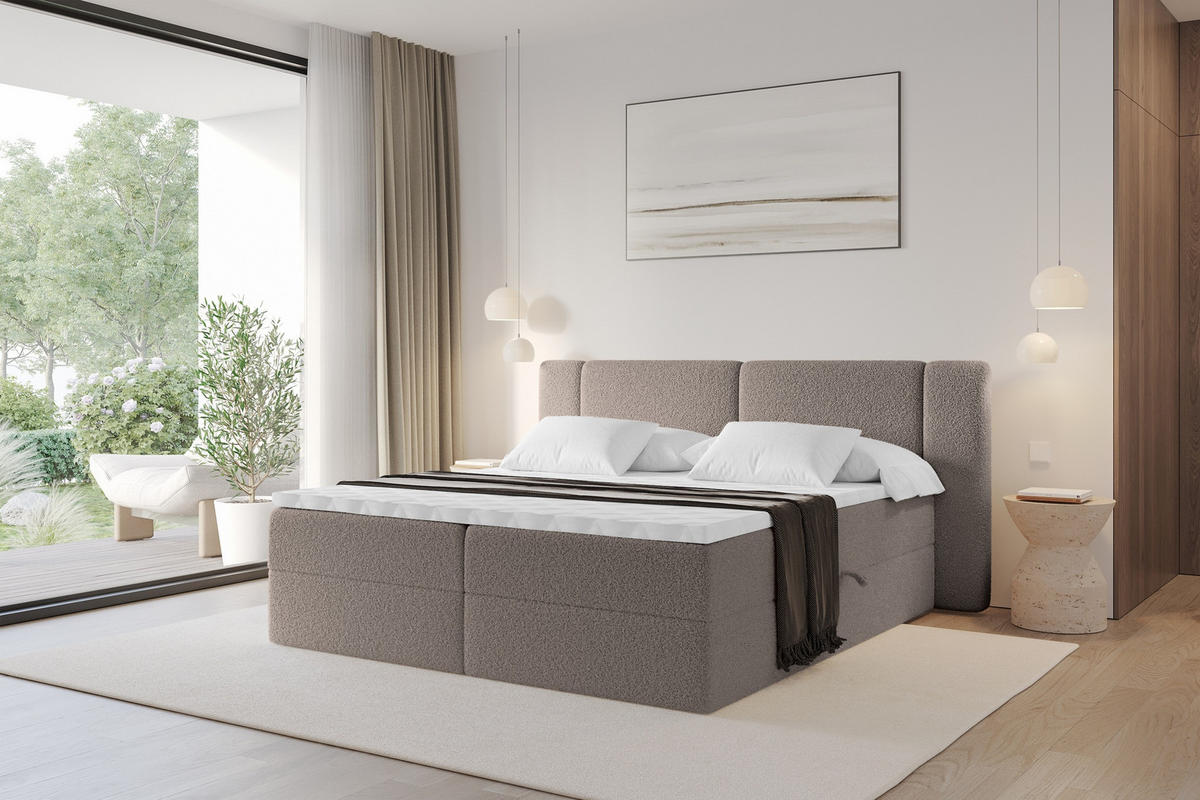 BOXBETT mit Matratze H4 - EVON - 140x200 cm Braun - Braun, Holzwerkstoff (140/200cm) - ALTDECOR
