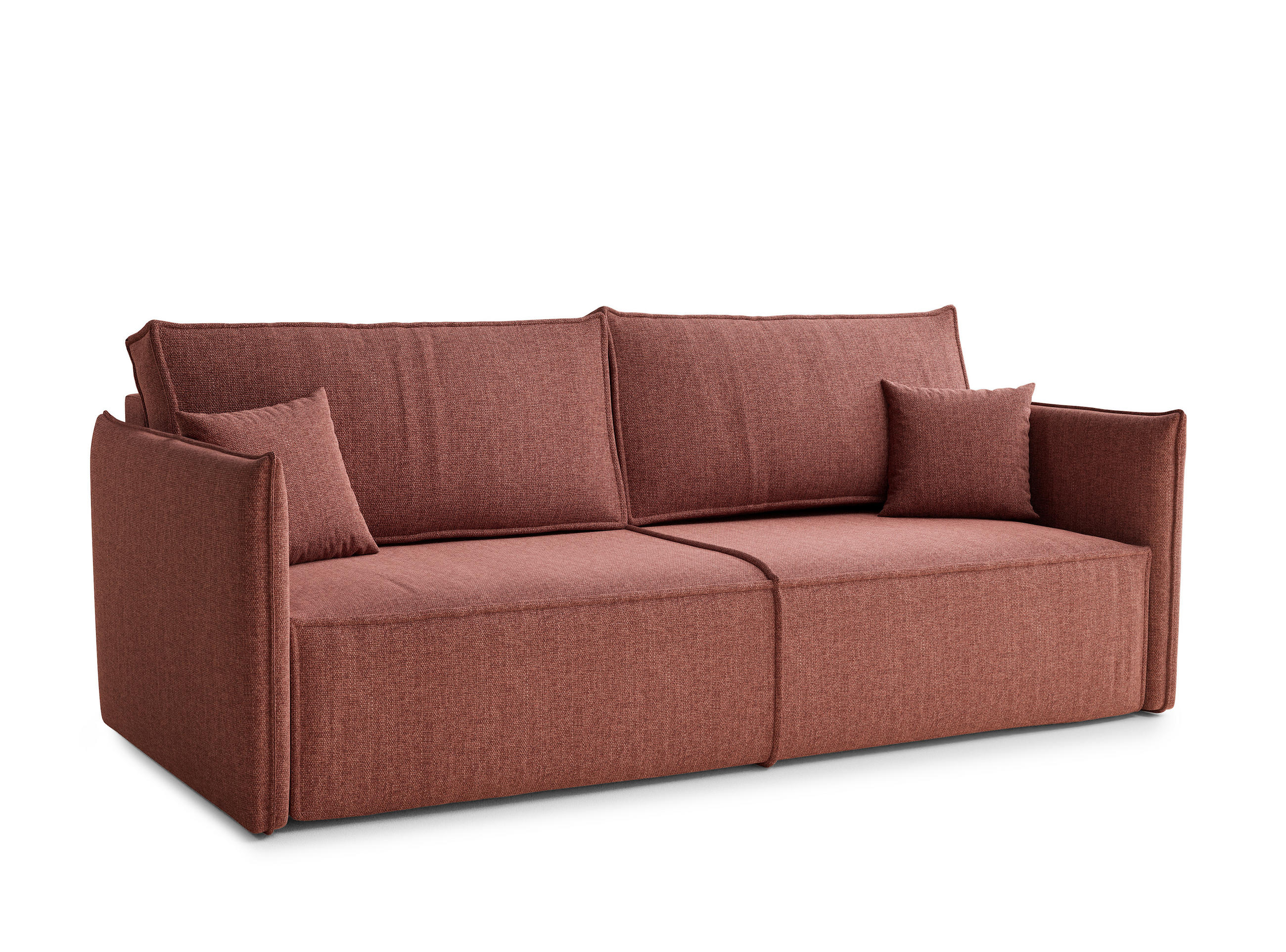 SOFA MIT SCHLAFFUNKTION Obra Korallenfarbe Webstoff - Koralle/Schwarz, Holz/Holzwerkstoff (220/70/107cm) - Maison de Reve