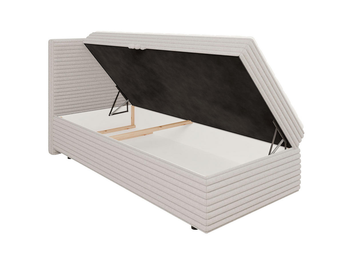 BOXBETT Roma 90/200 cm Hellgrau Plüschcord - Hellgrau/Schwarz, Holz/Kunststoff (90/200cm) - S-Style Möbel