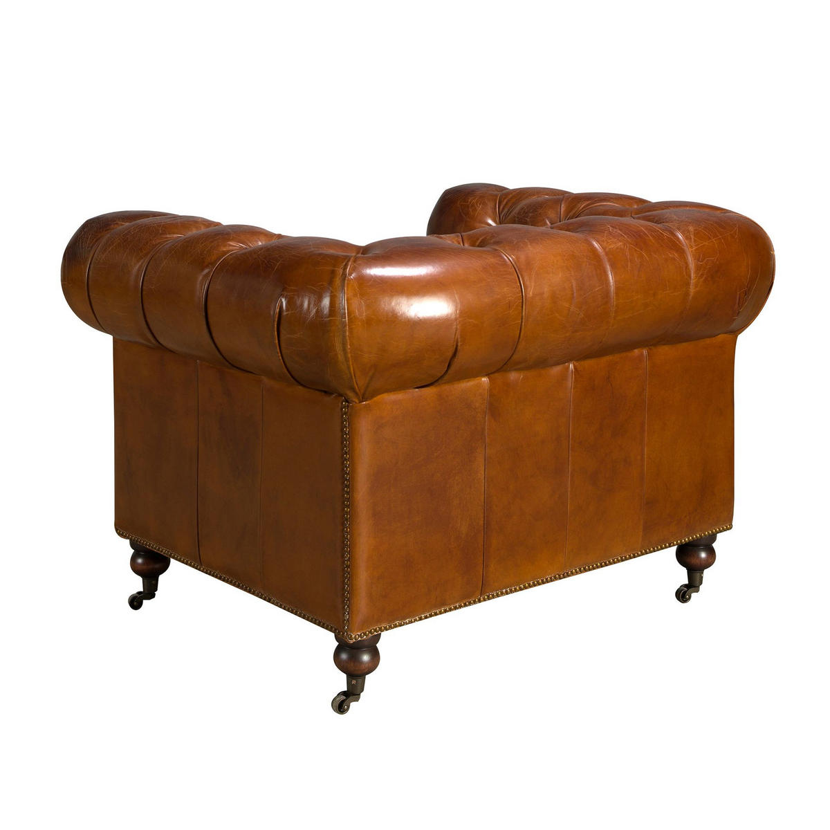 CHESTERFIELD-SESSEL Cognacbraun Mahagoni 120/94/79 cm - Braun, Leder/Holz (120/79/94cm) - ANGEL CERDA