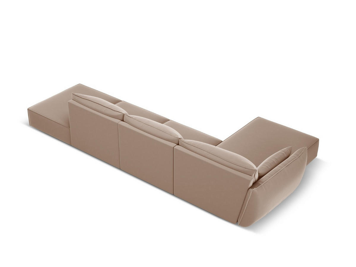 ECKSOFA links Kaelle aus Samt beige 5 Sitzplätze - Beige, Textil (171/364cm) - Micadoni
