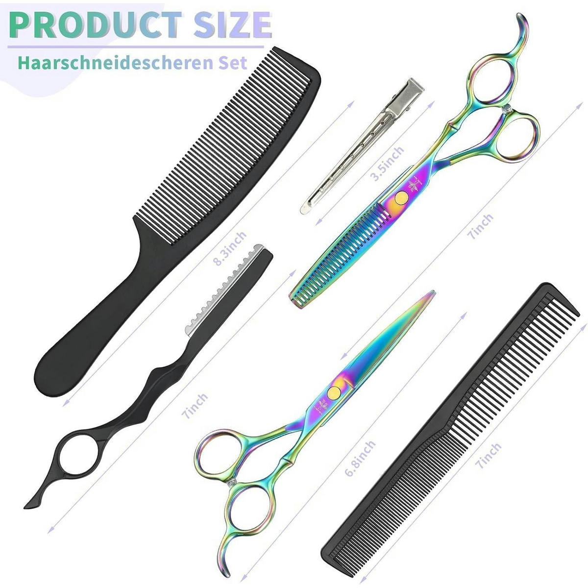 HAARSCHERE Set 10-teilig Edelstahl Regenbogenfarben - Multicolor, Metall (7.6/2.5/17.8cm)