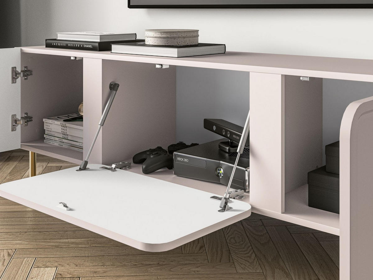 TV-LOWBOARD Loppa Kaschmirbeige 160 cm - Beige/Goldfarben, Holzwerkstoff (160/53/40cm) - Selsey