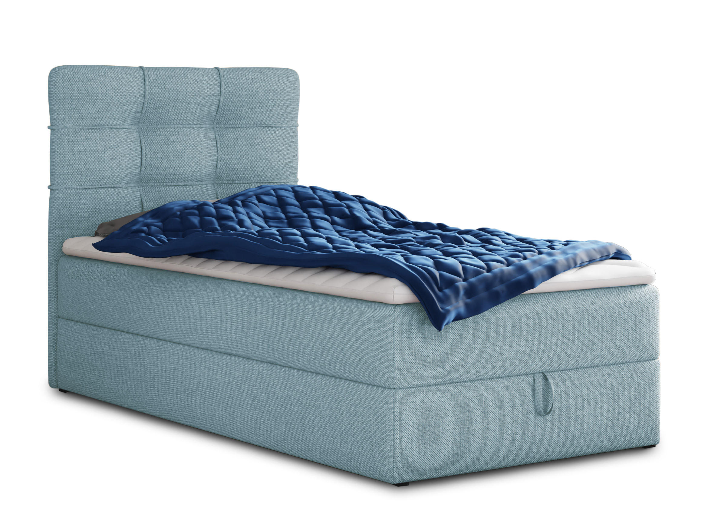BOXBETT Best Mini - 90x200 - blau (Vidar 83, Webstoff) - Blau/Schwarz, Holz/Holzwerkstoff (90/200cm) - Sofnet