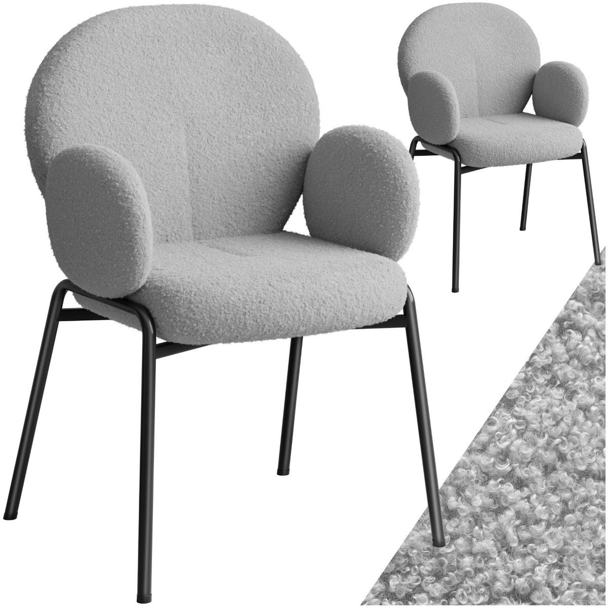STUHL 2er Set Scandi Belastbarkeit 120 kg 61 5 x 62 x 90 - Hellgrau, Kunststoff (62/90/61.5cm) - tectake