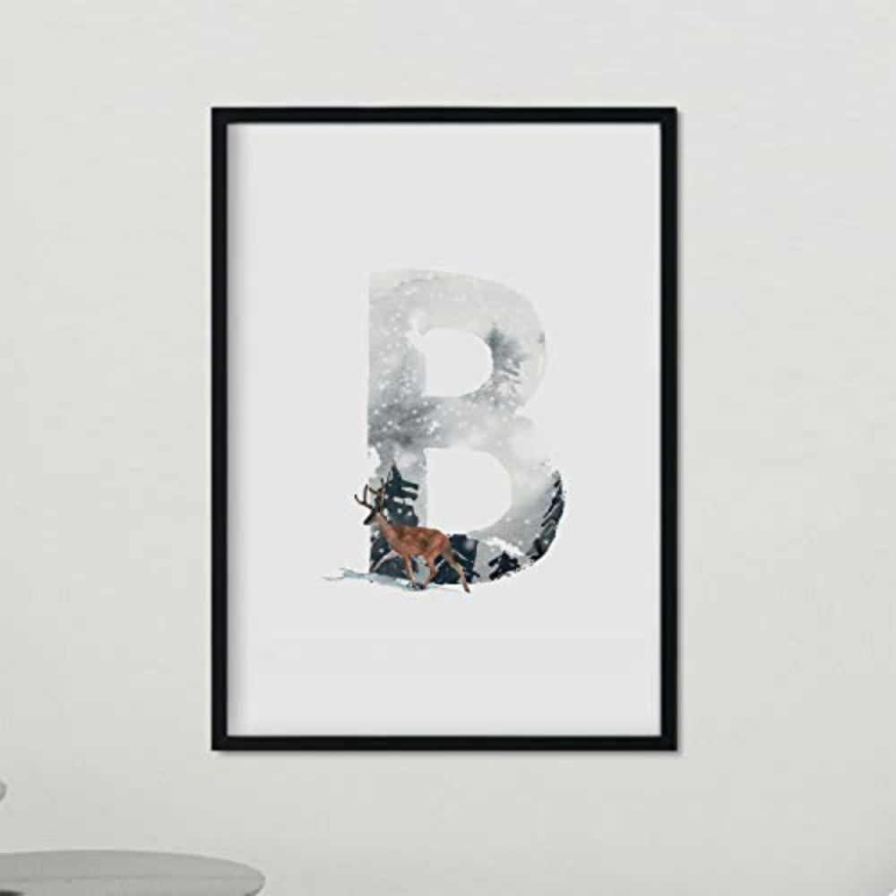 POSTER Gerahmtes - Buchstabe B A4 Schwarzer Rahmen - Schwarz, Papier (29.7/5/21cm) - Nacnic