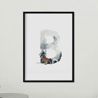 POSTER Gerahmtes - Buchstabe B A4 Schwarzer Rahmen - Schwarz, Papier (29.7/5/21cm) - Nacnic