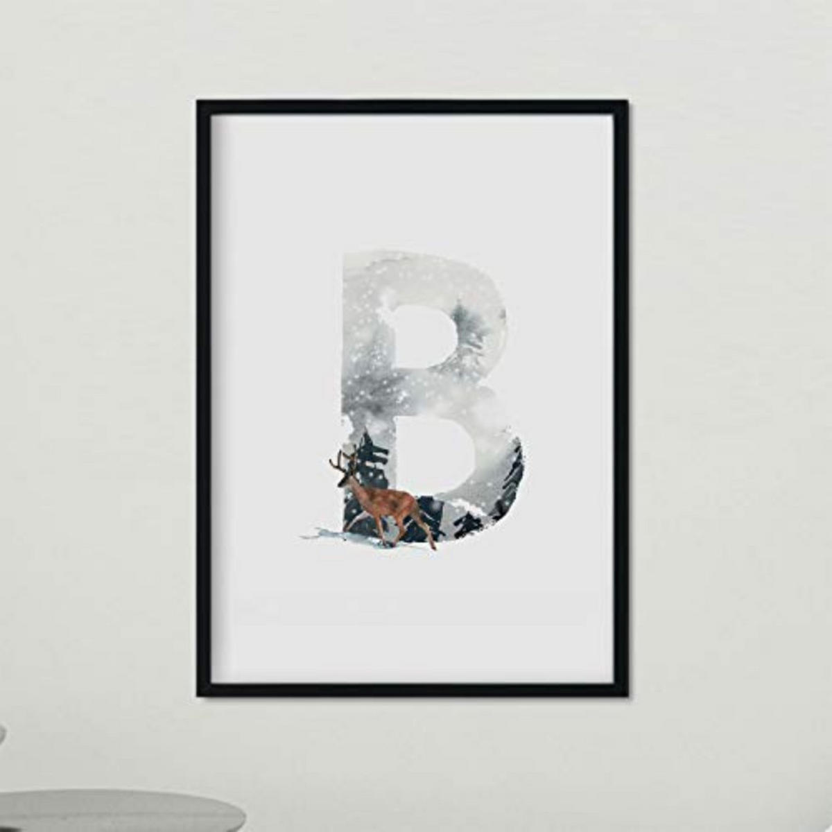 POSTER Gerahmtes - Buchstabe B A4 Schwarzer Rahmen - Schwarz, Papier (29.7/5/21cm) - Nacnic