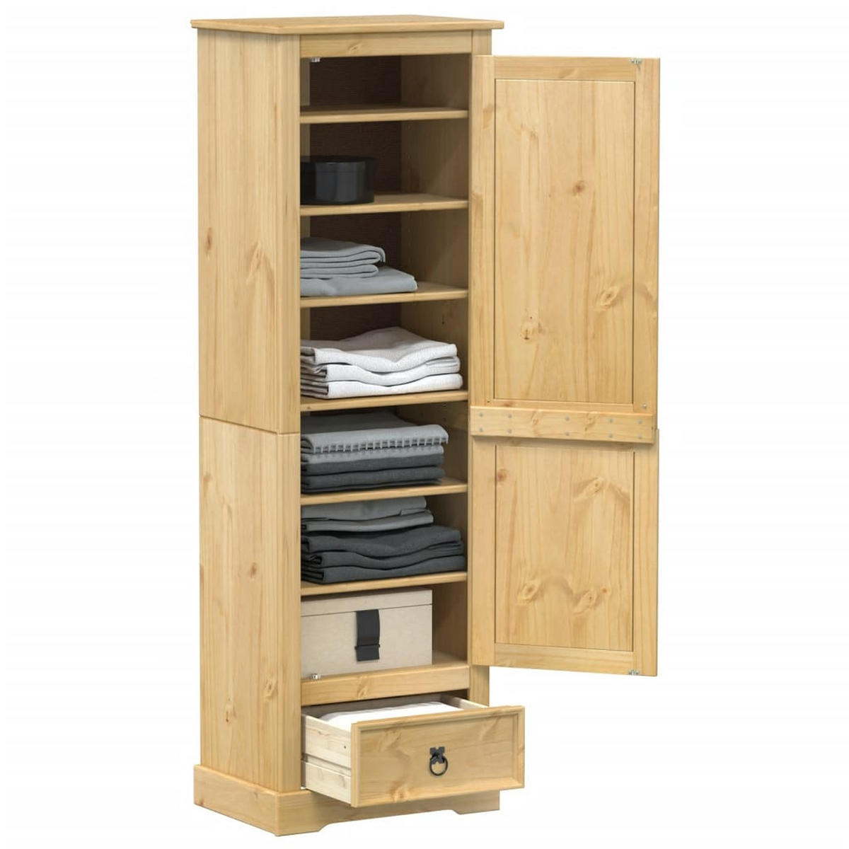 KLEIDERSCHRANK Corona 55/38/170 Cm Massivholz Kiefer - Braun, Holz (55/170/38cm) - vidaXL