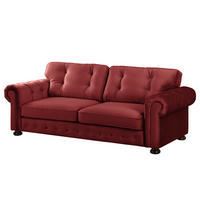 3-SITZER SOFA - Samt - Rot, Textil (250/93/100cm) - home24