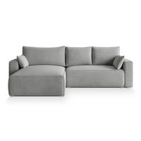 ECKSOFA FORIL Hellgrau Velours-Stoff mit Schlaffunktion - Hellgrau, Holz (265/178cm) - MASSENO