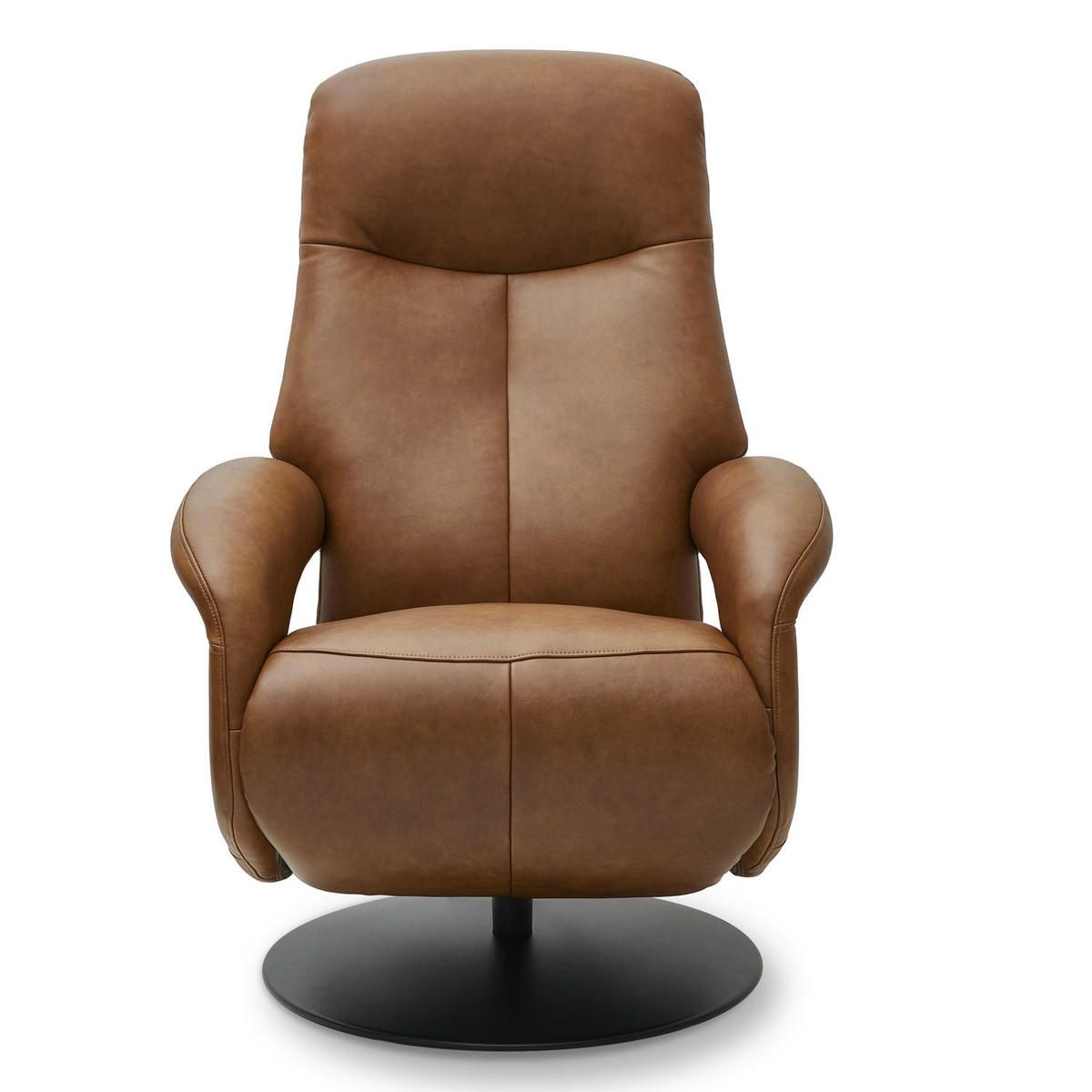 RELAXSESSEL Echtleder Cognac Braun - Schwarz/Braun, Leder/Metall (79/115/85cm) - Furnhouse