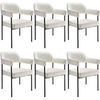 ARMLEHNSTUHL 6er Set Doé 58 x 62 x 85 cm Webstoff off-white/schwarz - Schwarz/Weiß, Textil (58/85/62cm) - tectake