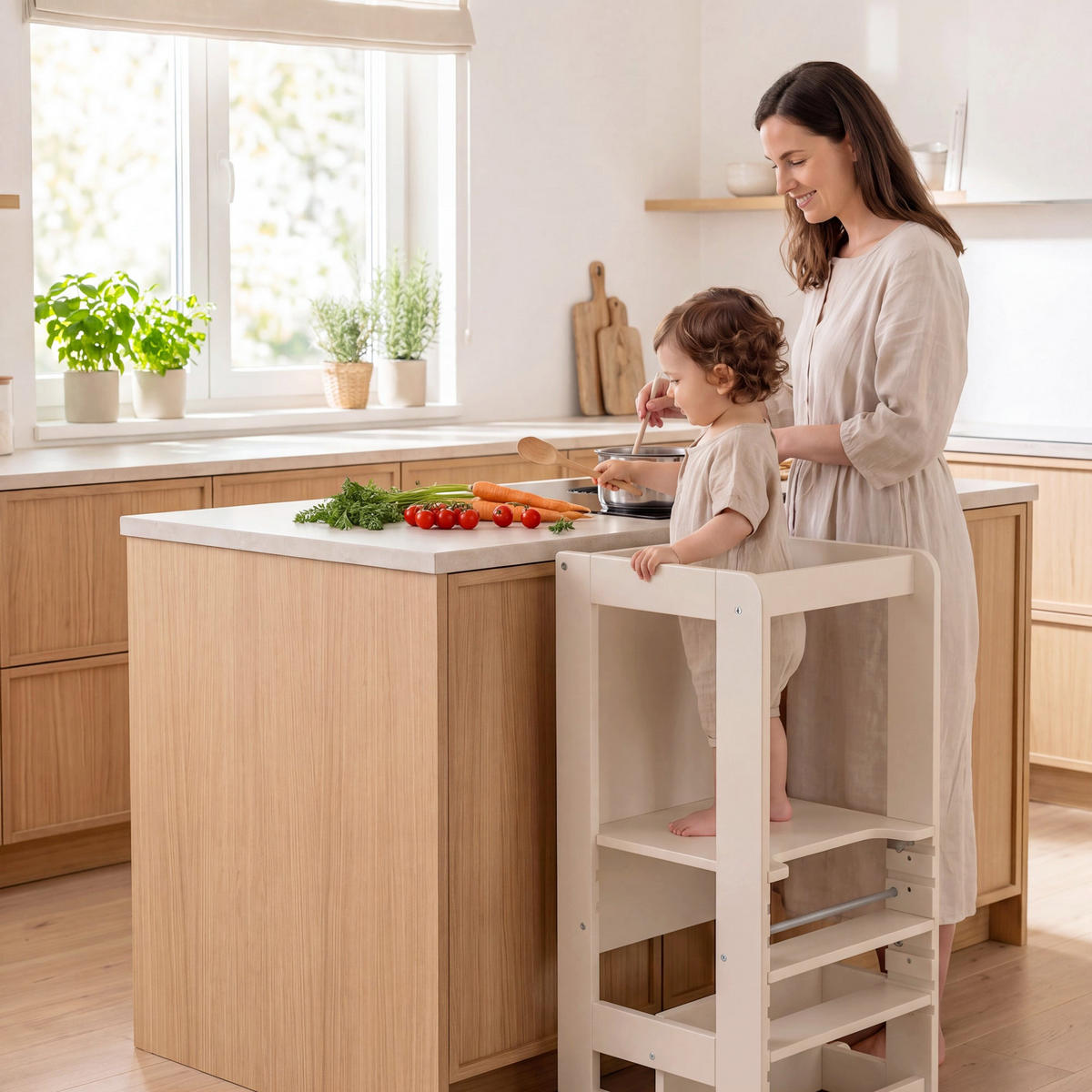 LERNTURM Step & Play 2in1 - Kaschmir, Holzwerkstoff/Metall (50.5/85/40cm) - Roba